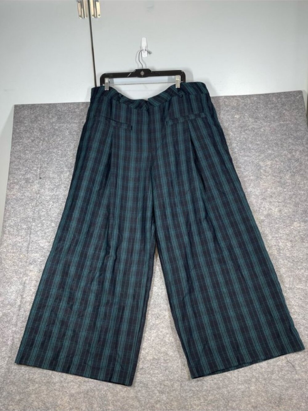 Cider Plaid Wide Leg Pants Blue Black 4XL Grunge Y2K Streetwear Academia Relaxed - Picture 2 of 15